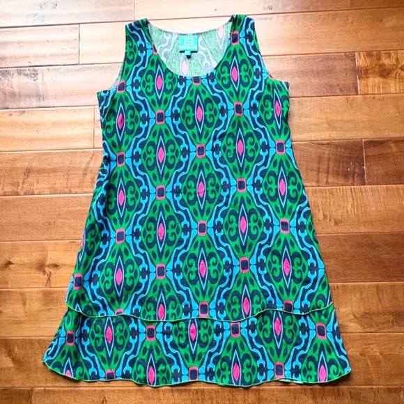 Escapada Geometric Tropical Print Sundress L - Picture 1 of 11